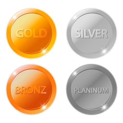 Medallas en blanco de oro, plata, bronce y platino | Vector Premium