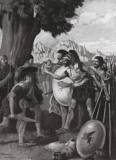 Quarrels between Athenians and Spartans at Ithome, BC 463 stock image ...