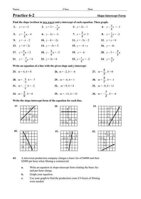 Standard Form To Slope Intercept Worksheet - Printable Word Searches