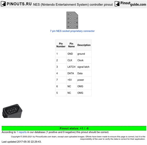 NES (Nintendo Entertainment System) controller pinout diagram ...