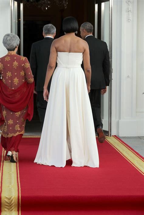 First Lady Michelle Obama In Brandon Maxwell at State Dinner for ...