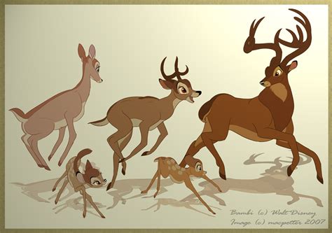 Bambi with his mate, Faline, his children, & his father, The Great Prince