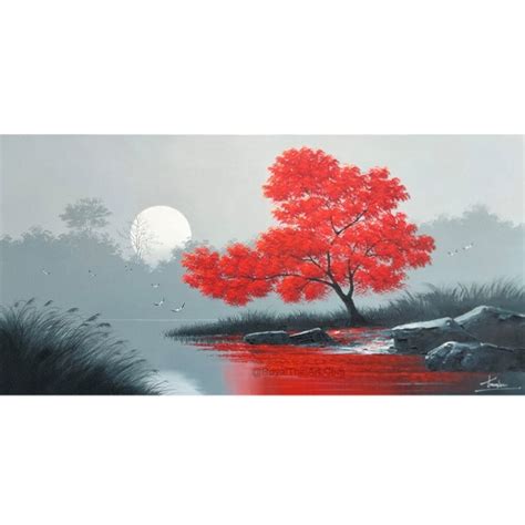 Best Red Tree Painting - Landscape Art For Sale Online