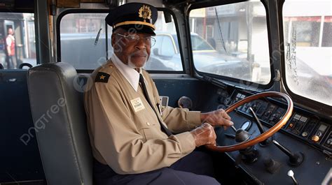 Man In Uniform Sitting At The Steering Wheel Of A Bus Background, Funny ...