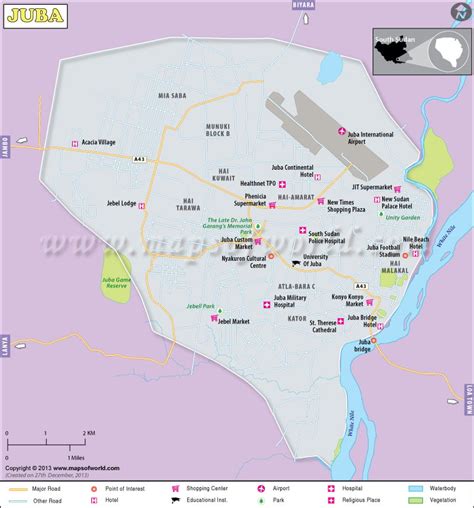 Juba Map | Map of Juba City, South Sudan