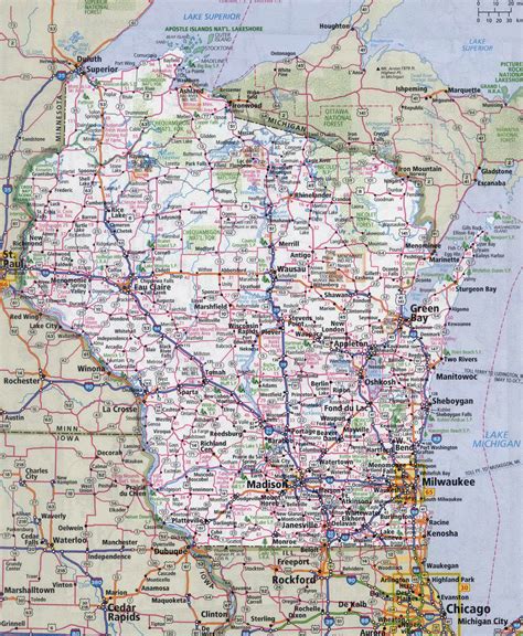 Printable Map Of Wisconsin