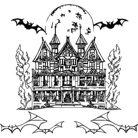 A Haunted Mansion Coloring Page · Creative Fabrica