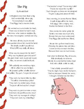 Fun Poetry: The Pig by Roald Dahl by Lauren Bed | TpT