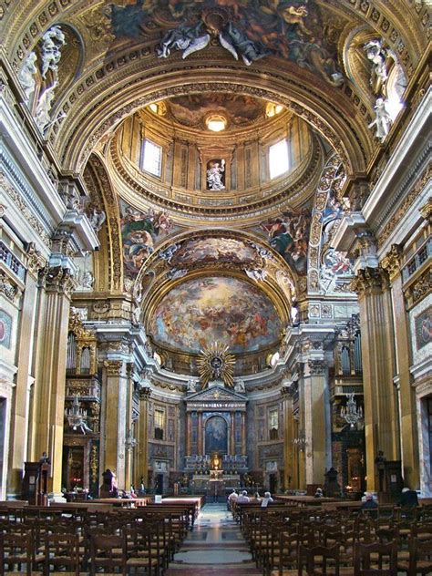 Nave and main alter, Il Gesù Church of the Jesuits, Rome, Italy ...