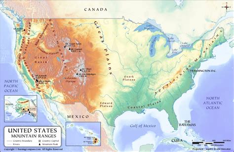 USA Mountains Map, US Mountain Ranges Map