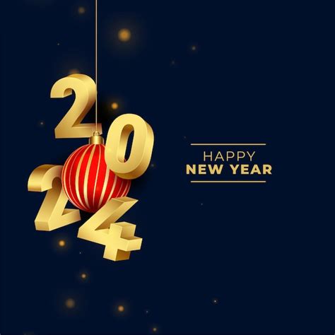 Free Vector | 3d style golden 2024 new year greeting card with ...