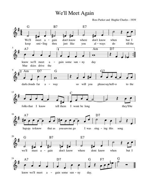 We'll Meet Again (Leadsheet) Sheet music for Piano (Solo) | Musescore.com