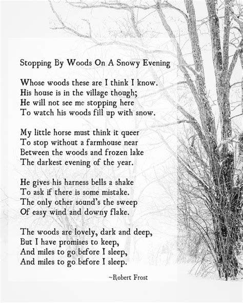 Stopping by Woods on a Snowy Evening Robert Frost Poem | Etsy | Robert ...