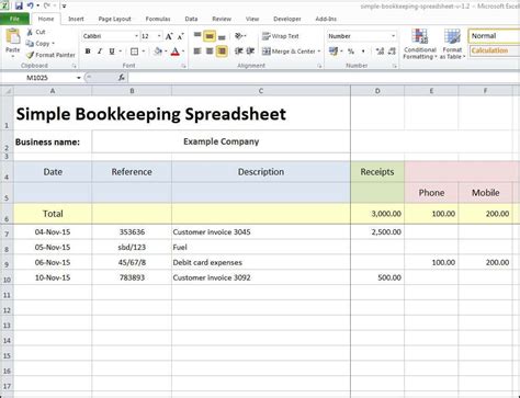 Bookkeeping Expenses Template