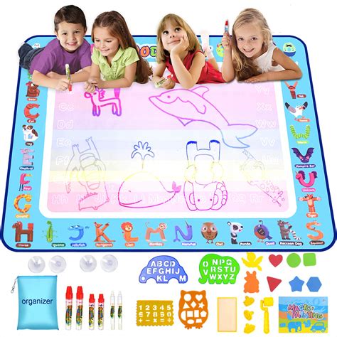 Buy Doodle Mat Large Water Writing Doodle Drawing Mat Neon Colors Board ...