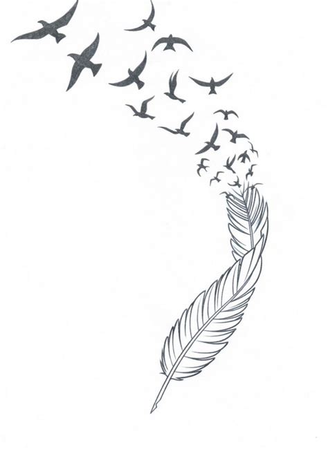 Feather n birds tattoo stencil | Feather with birds tattoo, Bird ...