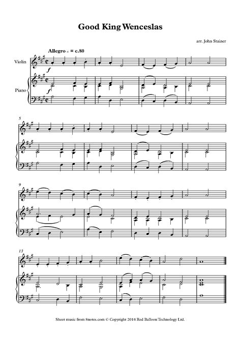 Good King Wenceslas Sheet music for Violin - 8notes.com