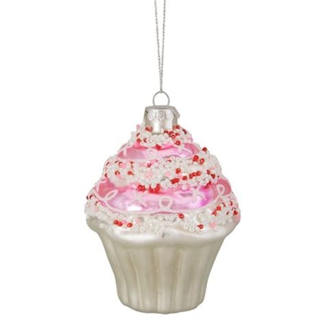 Northlight 4" Pink And White Cupcake With Sprinkles Glass Christmas ...