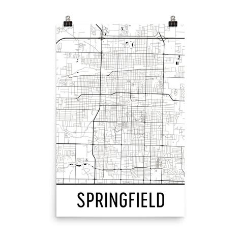 Springfield Missouri, Street Map Poster | Springfield map, Street map ...