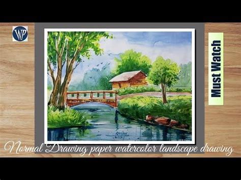 Normal Drawing paper watercolor landscape drawing /Village scenery ...