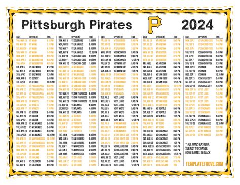 Printable 2024 Pittsburgh Pirates Schedule