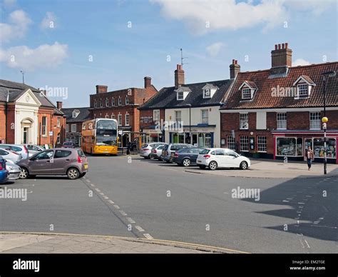 The quiet market place in the historic Norfolk market town of Aylsham ...