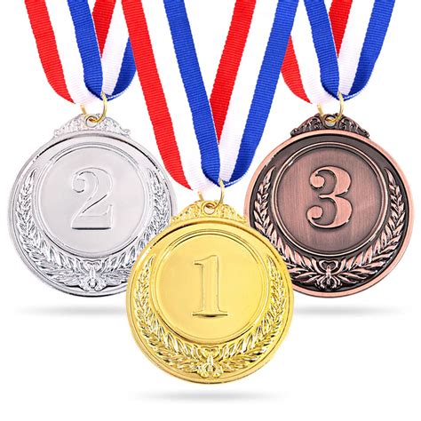 Buy Swpeet Metal Gold Silver Bronze Award Medals with Ribbon, Olympic ...