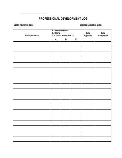 FREE 10+ Professional Development Log Templates in PDF | MS Word | Free ...