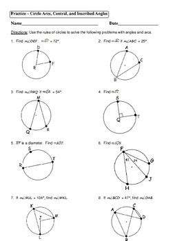 Arcs And Angles Worksheet - Printable Sheet Education