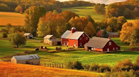 Farm In The Countryside In The Fall Background, Pictures Farm, Farm ...