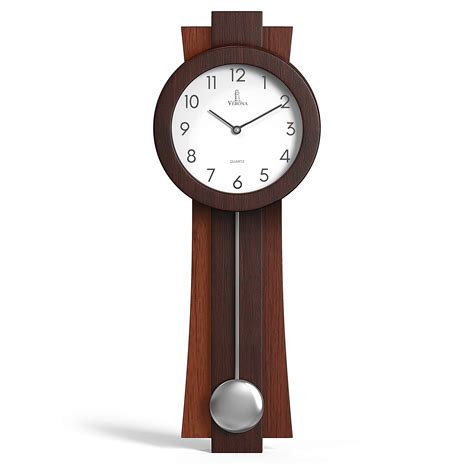 Buy Pendulum Wall Clock Battery Operated - Quartz Wood Pendulum Clock ...