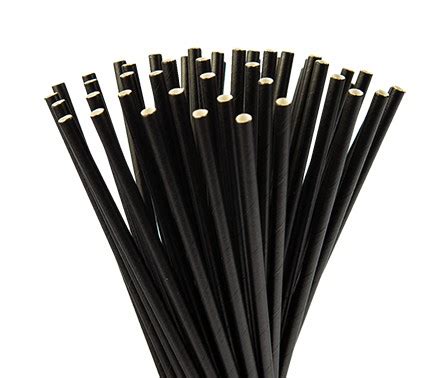 Plain Black Paper Straws Regular - Disposable King