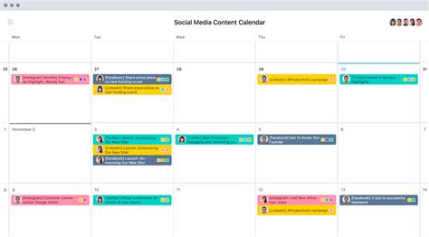 Create a Social Media Content Calendar | Templates & Examples • Asana