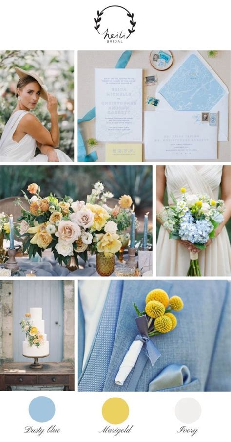 Dusty Blue and Yellow Wedding Inspiration - Heili Bridal | Yellow ...