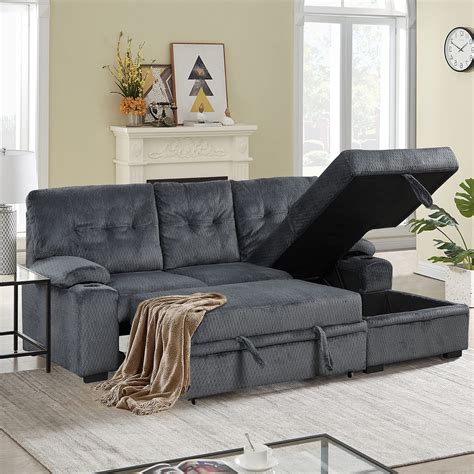 Buy 95.7inch er Sectional Sofa with Storage and 2 Cup Holder ...