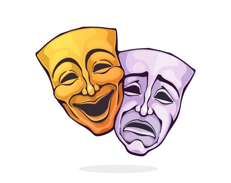 Two theatrical comedy and drama mask. Bipolar disorder symbol. Positive ...