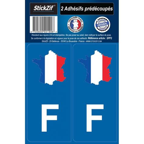 2 autocollants stickers plaque immatriculation pays - Carte de France ...