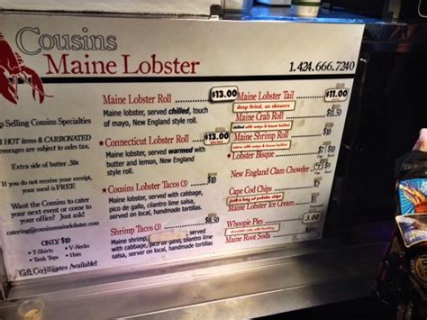 Cousins Maine Lobster Food Truck Menu - Hamlin Zayden