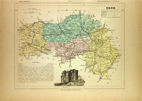 Map Of Orne France Drawing by French School - Fine Art America