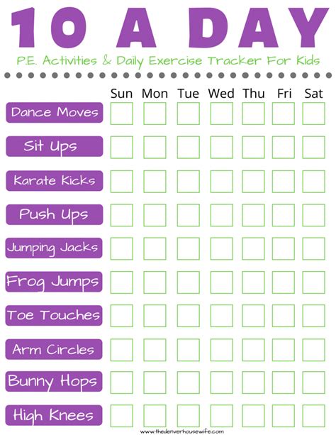 Free Printable: PE Activities for Kids to do Daily - The Denver Housewife