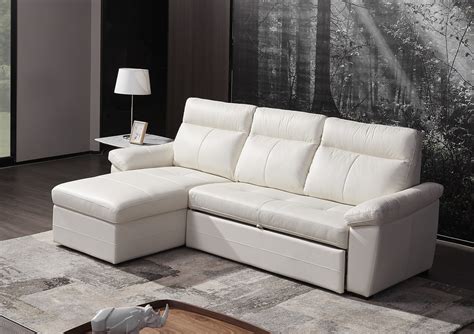 Genuine Leather Sectional Sofa with pull out sofa bed (2640) | Leather ...