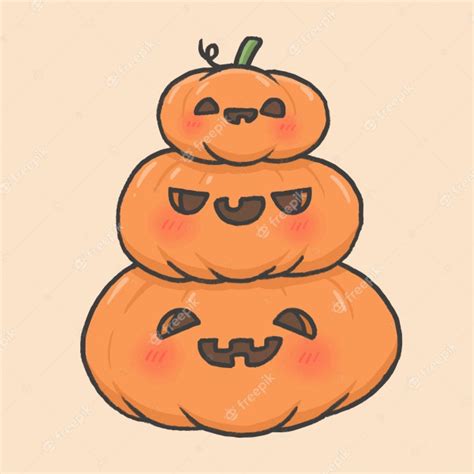 Style De Dessin Animé Mignon Halloween Citrouilles Style Dessiné ...