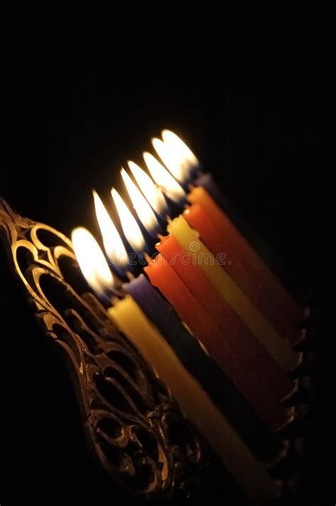 Hanuka Candles in Hanukkiya Stock Image - Image of festival, chanukah ...