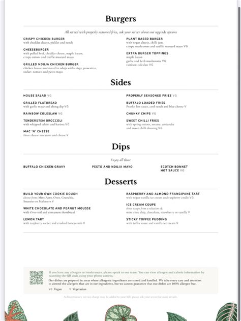 The Botanist Lincoln Lincoln's full menu online