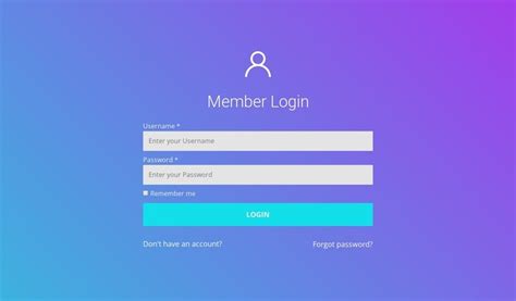 Member login HTML Template