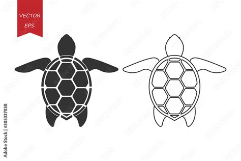 Vector set of turtle black outline icons. Sea animal. Stock Vector ...