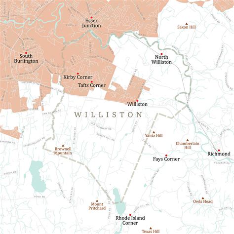 VT Chittenden Williston Vector Road Map Digital Art by Frank Ramspott