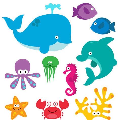 Sea Animals Clip Art Clipart Sea Creatures Clip Art by PinkPueblo, $6. ...