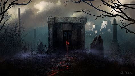 HD wallpaper: Dark, Cemetery, Fog, Graveyard, Night | Wallpaper Flare