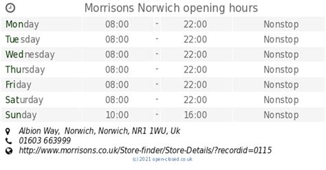 Morrisons Norwich opening times, Albion Way, Norwich